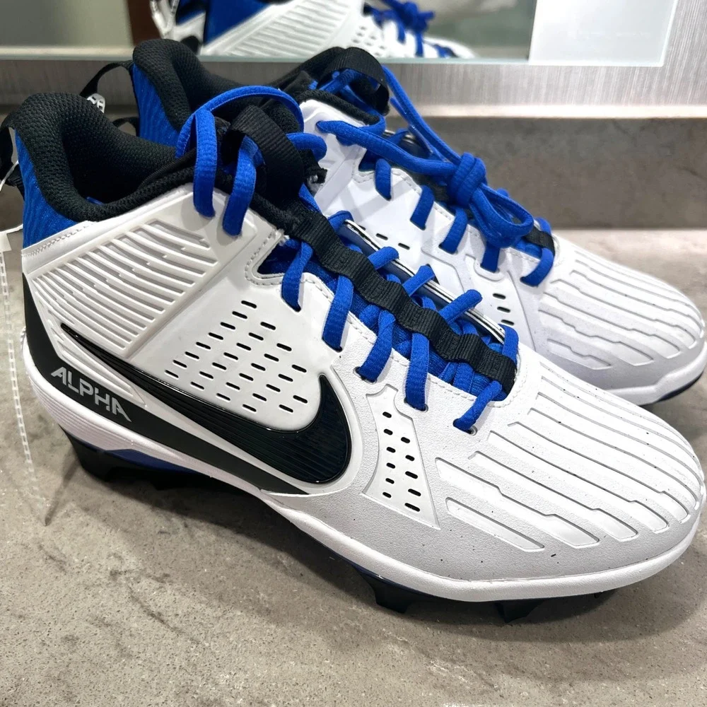 Nike Mens 12 Alpha Menace‎ Strong Football Cleats White/Hyper Royal Size 7.5
